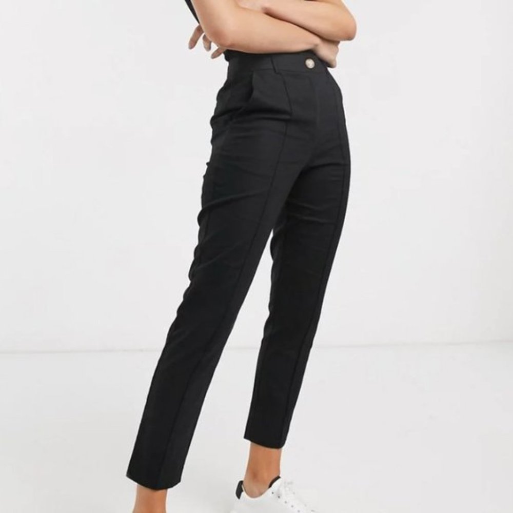 NEW ASOS Black Linen Cigarette Pants Sz 10 TALL